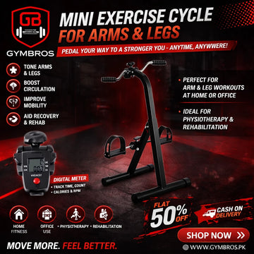 Mini Exercise Cycle for Arms & Legs with Digital Meter – Portable Pedal Exerciser for Home & Office Fitness, Physiotherapy & Rehabilitation