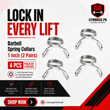 Barbell Spring Collars 1 Inch (2 Pair) – 50mm Barbell Locks for Olympic Barbell and Dumbbell Rods