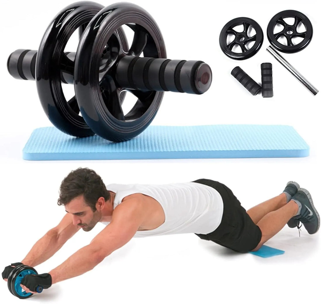 Abdominal Wheel Ab Roller Double Wheel Exercise Fitness Equipment ABS + Iron Frame + Foam Grip, 155mm Wheel, 34cm Length, 300KG Capacity Super Mute Core Trainer for Abs, Arms & Full Body Workout
