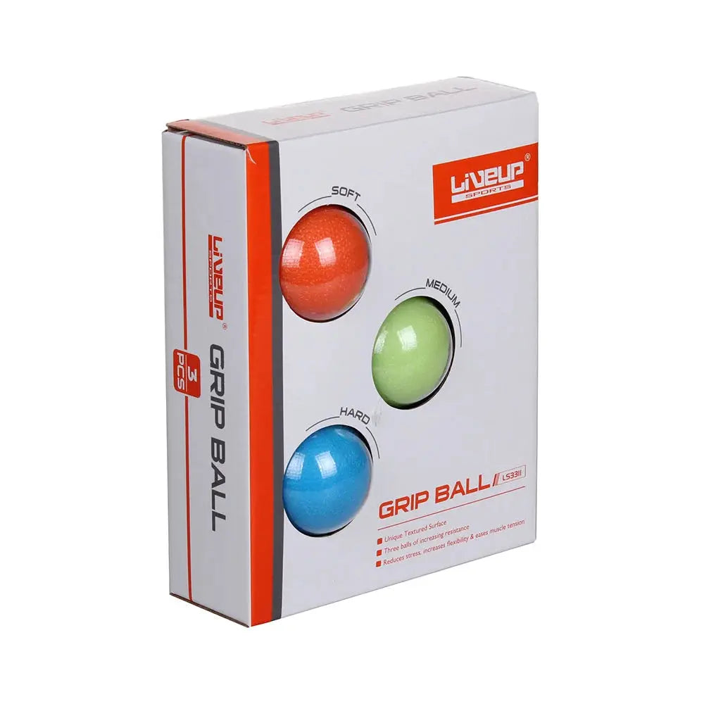 LiveUp LS3311 Massage Grip Ball 3 Pc Set – Hand Therapy, Stress Relief & Forearm Strengthener