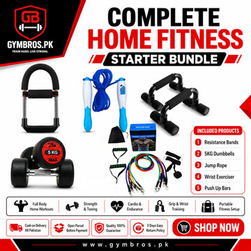 Complete Home Fitness Starter Bundle – Resistance Bands, 5KG Dumbbells, Jump Rope, Wrist Exerciser & Push Up Bars
