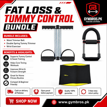 Fat Loss & Tummy Control Bundle – Waist Trimmer Belt, Double Spring Tummy Trimmer & Wrist Exerciser