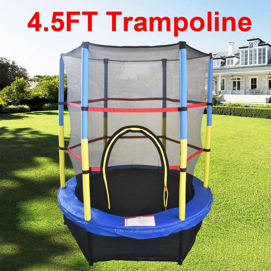 55 Inch Kids Trampoline with Safety Net – Indoor & Outdoor Mini Trampoline for Children