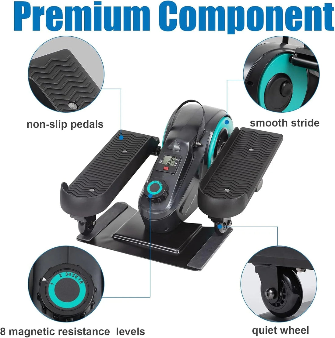 Under Desk Elliptical Bike Pedal Exerciser – Portable Seated Elliptical with Adjustable Resistance for Adults & Seniors