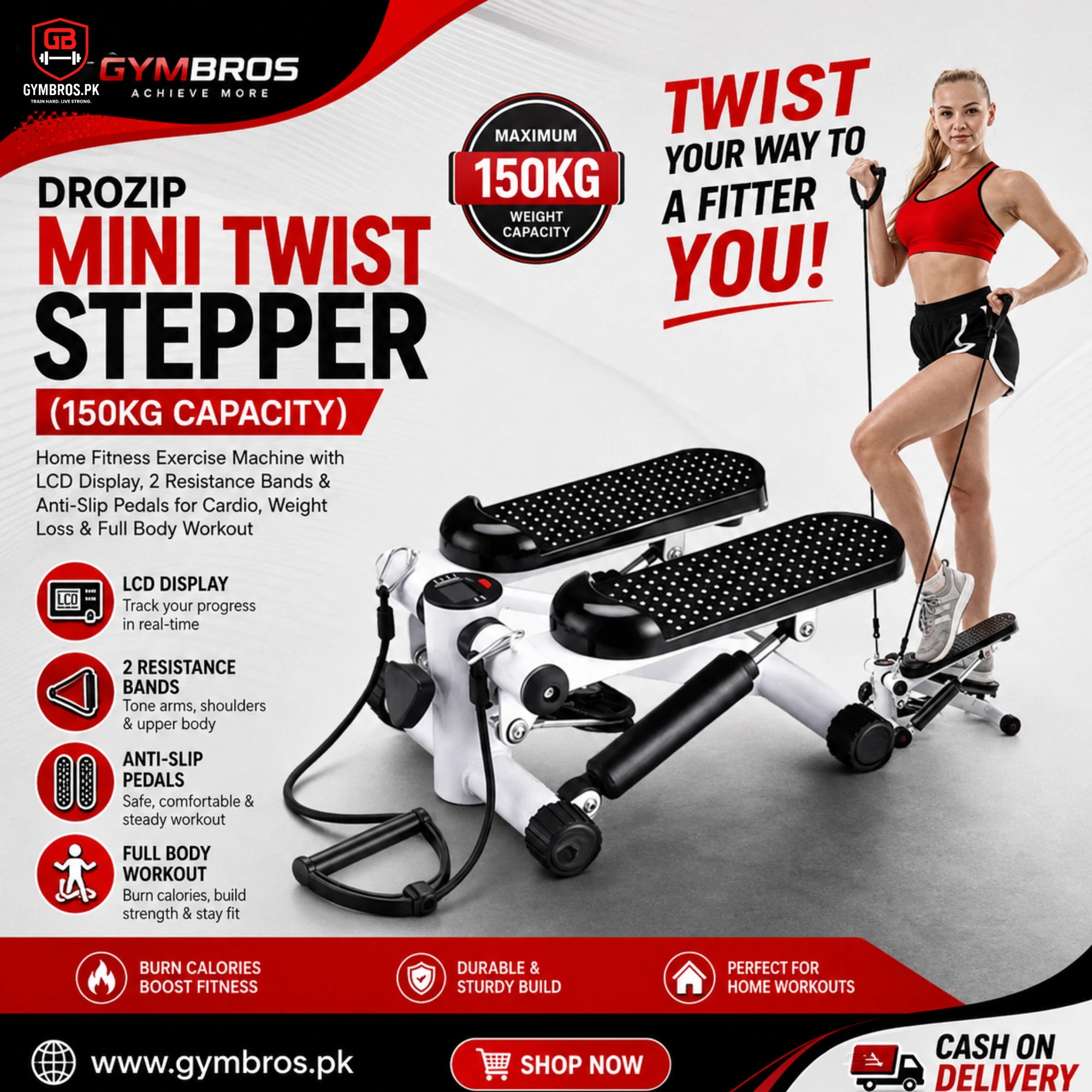Mini Fitness Twist Stepper Exercise Machine with Electronic LED Displa