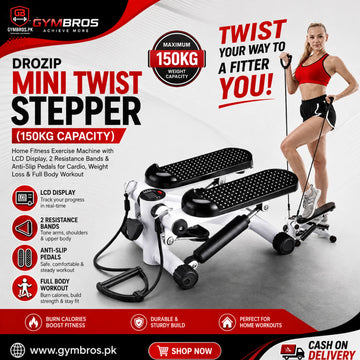 Mini Fitness Twist Stepper Exercise Machine with Electronic LED Display & Dual Hydraulic Drive | 2MM Steel Home Cardio Workout Stepper for Weight Loss & Full Body Fitness