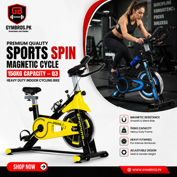 Premium Quality Sports Spin Magnetic Cycle 150KG Capacity – Q3 Heavy Duty Indoor Cycling Bike ( Colour Blue or Yellow )