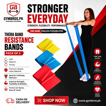 Premium China Thera Band Resistance Bands Pack of 3 for Glutes, Fitness & Strength Training – Light, Medium & Strong Exercise Bands for Full Body Workout, Flexibility, Cardio & Home Gym Use