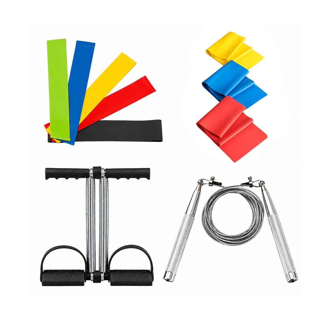 Home Fat Loss & Toning Bundle with Resistance Bands, Tummy Trimmer & Jump Rope