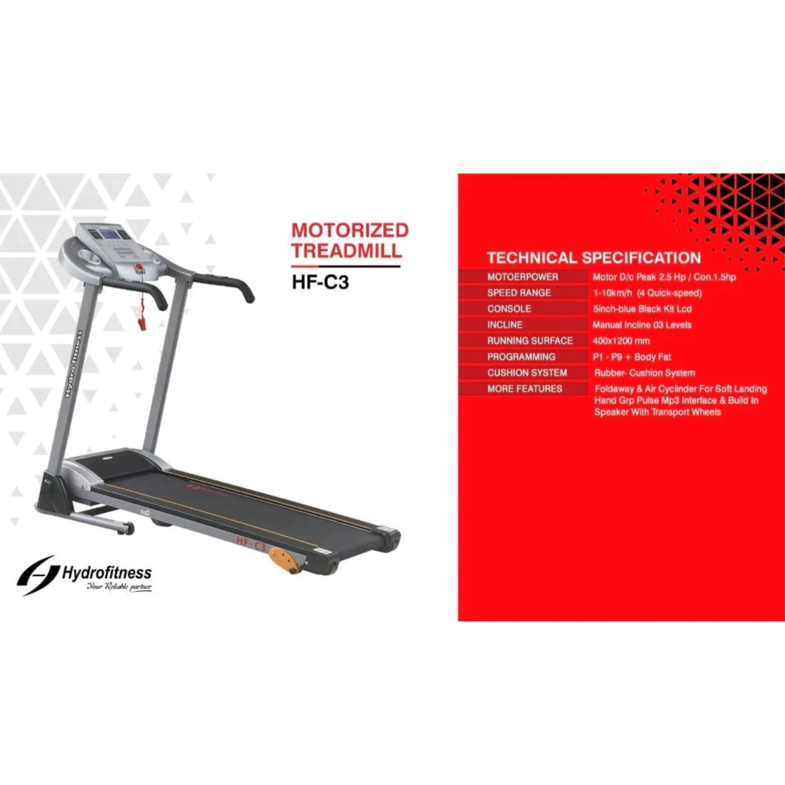 HF-C3 Motorized Treadmill for Home – Compact Electric Running Machine with LED Display