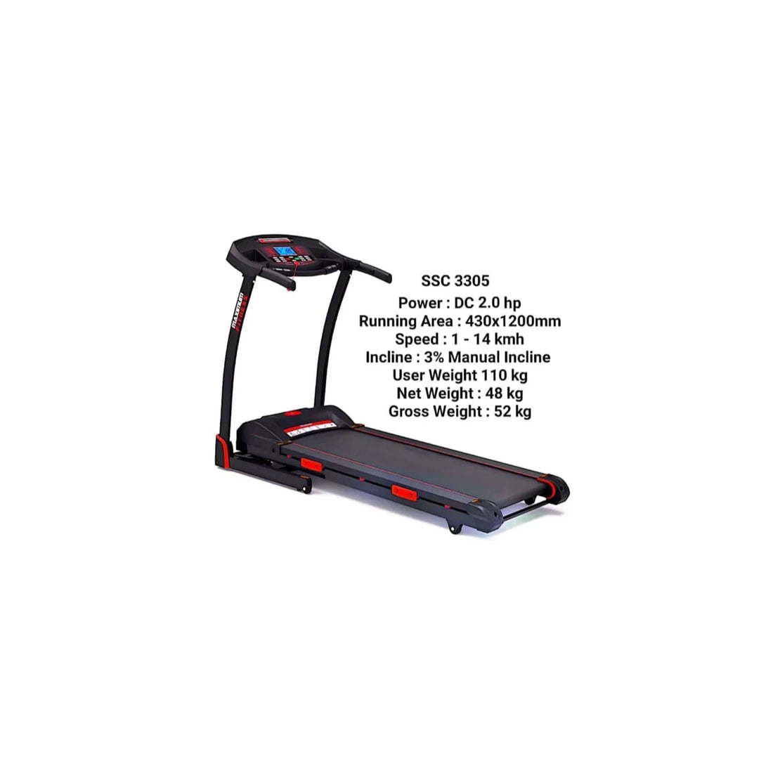 Maximum Fitness SSC 990 Treadmill – 110KG Capacity Motorized Running Machine (Black)