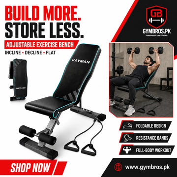Adjustable Gym Bench – Kayman Foldable Incline Decline with Resistance Bands