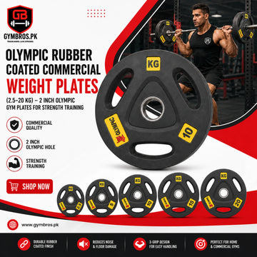 Olympic Rubber Coated Commercial Weight Plates (2.5–20 KG) – 2 Inch Olympic Gym Plates for Strength Training