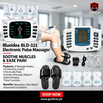 Blueidea BLD-321 Electronic Pulse Massager 8 Therapy Modes Digital Display Acupuncture Massage Device with 4 Electrode Pads, 15 Intensity Levels, Infrared Therapy for Pain Relief, Slimming & Muscle Recovery