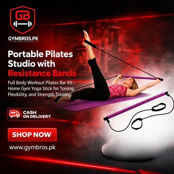 Pilates Studio Resistance Bar Kit with Latex Resistance Bands | Premium AAA+ Rubber Latex Yoga & Fitness Trainer for Stretching, Pilates & Home Workouts