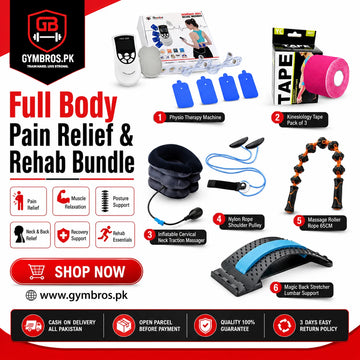 Full Body Pain Relief & Rehab Bundle – Physio Therapy Machine, Neck Traction, Back Stretcher, Shoulder Pulley, Massage Roller Rope & Kinesiology Tape