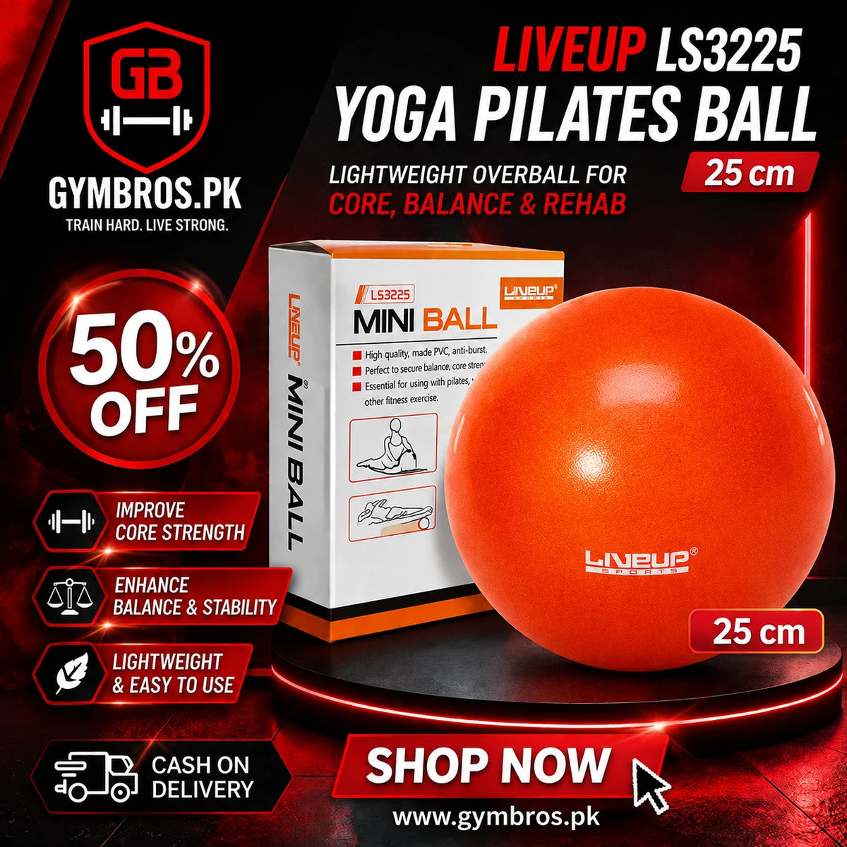 Ova Ball LIVEUP LS3225 Yoga Pilates Ball | 20CM & 25CM PVC Pilates Overball for