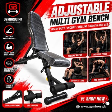 Adjustable Gym Bench with Incline, Decline & Leg Support