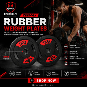 ZEEMAX Rubber Weight Plates 2kg–10kg Pair 1 inch hole| Premium Standard Gym Weight Plates