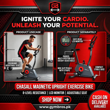 Chasall Magnetic Upright Exercise Bike – 8-Level Resistance with LCD Monitor & Adjustable Seat
