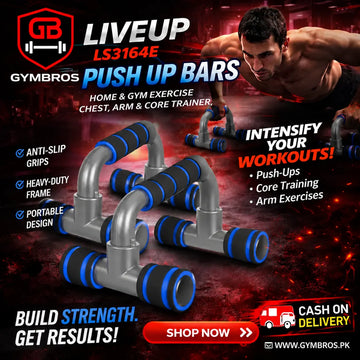 Liveup LS3164E Push Up Bars | Plastic Push-Up Bars with Foam Handles for Chest, Arm & Upper Body Strength Training