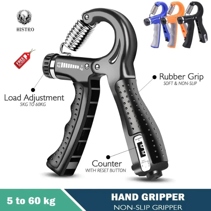 Adjustable Hand Gripper 3–60KG – Forearm & Grip Strength Trainer with Counter