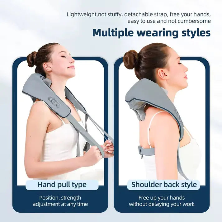 Rechargeable Neck and Shoulder Massager – Deep Tissue Electric Back Massage Pillow with Heat