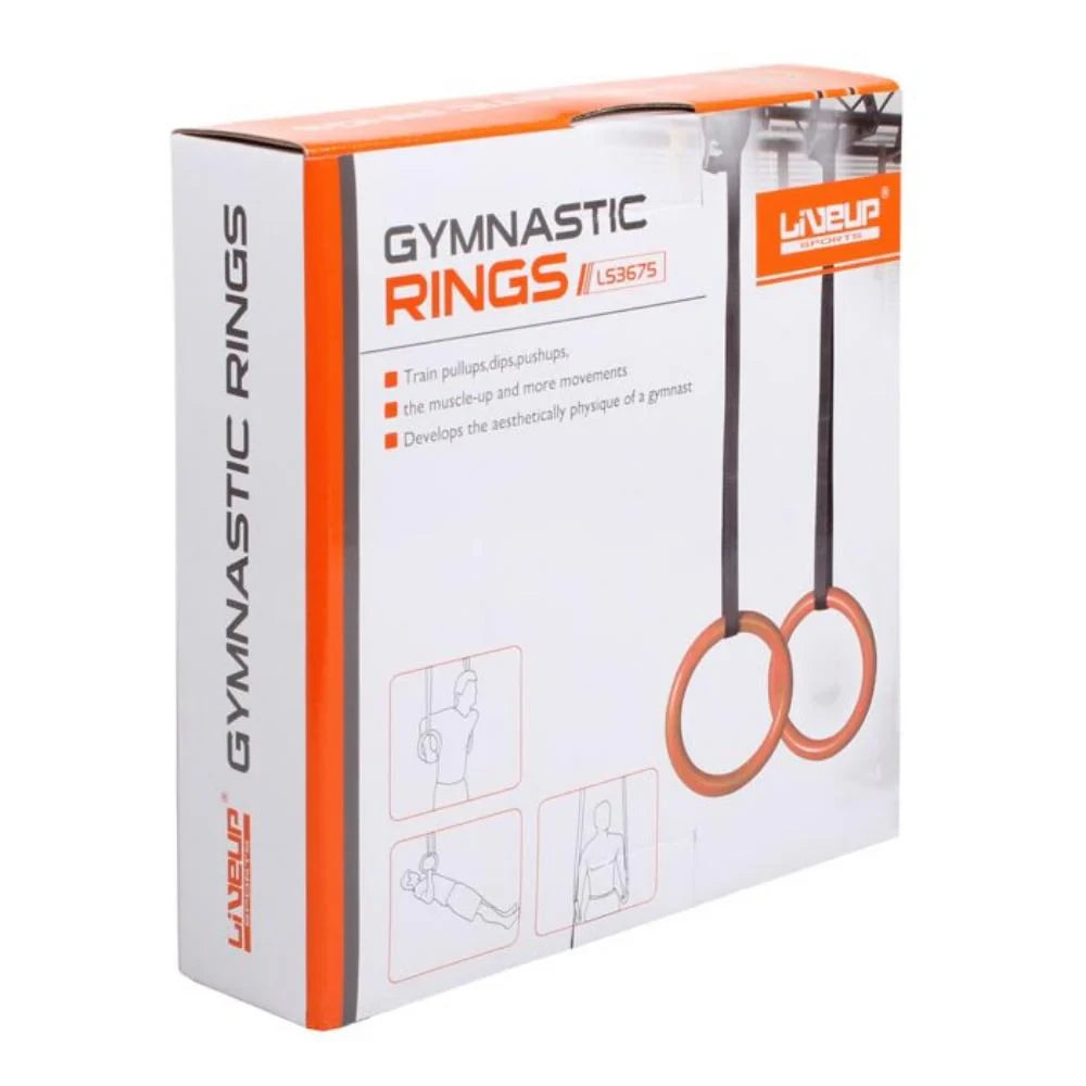 LiveUp Gymnastic Rings LS3675 with Adjustable Straps – Calisthenics, Pull-Ups, Dips & Core Training