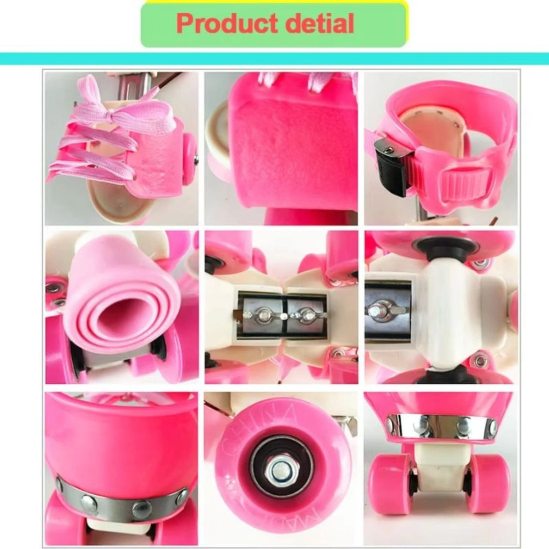 Children’s Double-Row Two-Line Roller Skates – 4-Wheel High-Stability Skating Shoes – Adjustable Size (16cm to 22cm) for Beginners