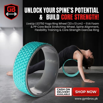 LiveUp LS3750 Yoga Ring Wheel 33 x 13 cm – EVA Foam & PP Core Back Stretching Wheel, Spine Alignment, Flexibility Training & Core Strength Exercise Ring